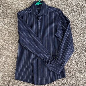 Gucci Men's Dark Blue Pinstripe Dress Shirt